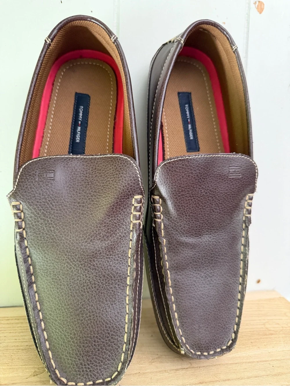Tommy Hilfiger Men's Brown Leather Driving Loafers size 10.5